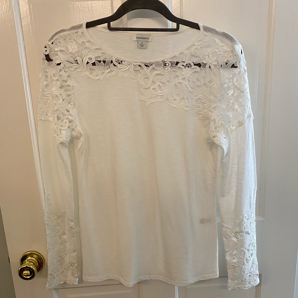 Sundance small white thin long sleeve top